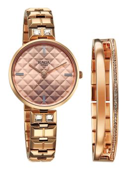 Titan - Rose Gold Round Dial Brass Strap Watch For Women- 2775WM01F (M)