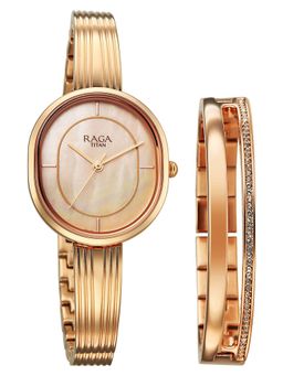 Titan - Gold Dial Brass Strap Watch For Women- 2776WM01F (M)