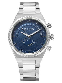 Titan - Micromotors Analog Blue Dial Stainless Steel Strap Watch - 90180SM01 (M)
