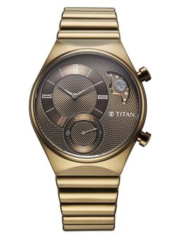 Titan - Micromotors Analog Brown Dial Khaki Stainless Steel Strap Watch - 90181QM01 (M)