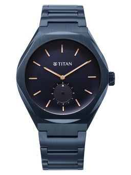Titan - Analog With Second And Blue Dial Blue Stainless Steel Strap Watch - 90210QM01 (M)