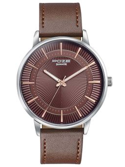 Sonata - Poze Drop 6 Quartz Brown Round Dial Men's Watch- SP70076SL01 (M)