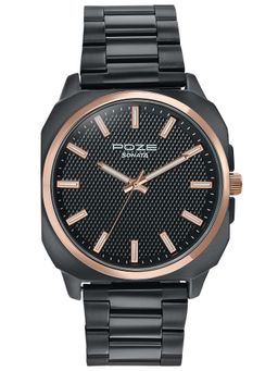 Sonata - Poze Drop 6 Quartz Black Round Dial Men's Watch- SP70087KM02 (M)