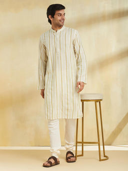 Fabindia - White Cotton Mandarin Neck Kurta