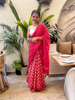 Chidiyaa - SKD Rani Jal Handprinted Pure Cotton Saree