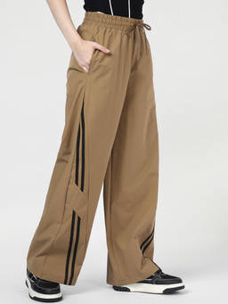 Bewakoof - Women's Coca Mocha Brown Side Panel Regular Leg Trackpant