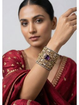 Zevar By Geeta - Tanvi Purple Metal Kundan Cuff