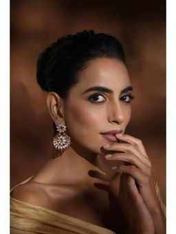 SWABHIMANN - Charisma Red Polki Chandbali Earrings