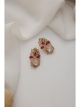 SWABHIMANN - Suneri Red Polki Stud Earrings
