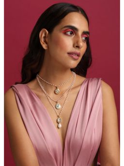 SWABHIMANN - Abiha Multicolour Kundan and Pearl Layered Necklace