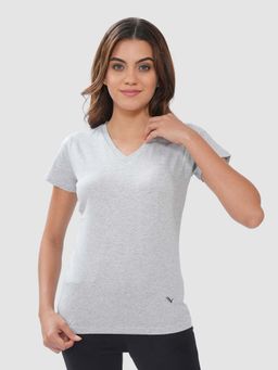 Bonjour - Grey Cotton Half Sleeves T-Shirt