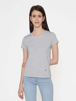 Bonjour - Grey Cotton Half Sleeves T-Shirt