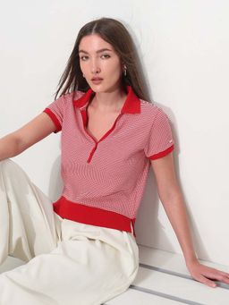 U.S. POLO ASSN. - Red Cotton Half Sleeves Polo T-Shirt