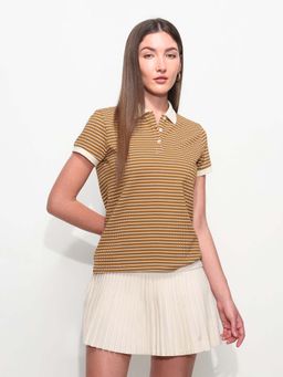 U.S. POLO ASSN. - Brown Cotton Half Sleeves Polo T-Shirt