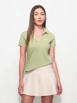 U.S. POLO ASSN. - Green Cotton Half Sleeves Polo T-Shirt