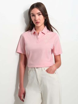 U.S. POLO ASSN. - Pink Cotton Half Sleeves Polo T-Shirt
