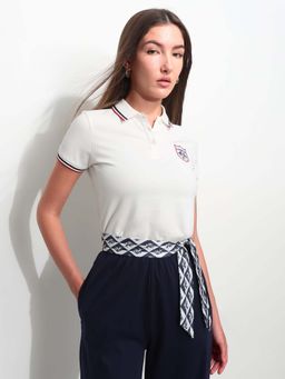 U.S. POLO ASSN. - White Cotton Half Sleeves Polo T-Shirt