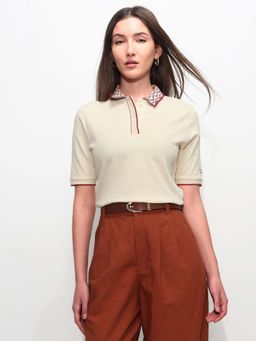 U.S. POLO ASSN. - White Cotton Half Sleeves Polo T-Shirt