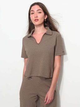 U.S. POLO ASSN. - Brown Cotton Half Sleeves Polo T-Shirt