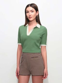 U.S. POLO ASSN. - Green Polyester Half Sleeves Polo T-Shirt