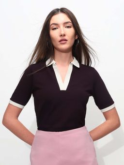 U.S. POLO ASSN. - Purple Polyester Half Sleeves Polo T-Shirt