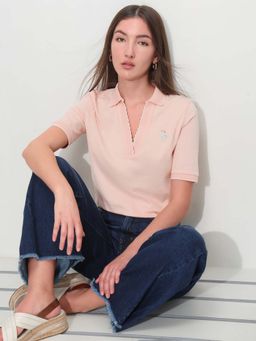 U.S. POLO ASSN. - Pink Cotton Half Sleeves Polo T-Shirt