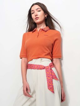 U.S. POLO ASSN. - Orange Cotton Half Sleeves Polo T-Shirt