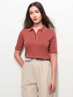 U.S. POLO ASSN. - Maroon Cotton Half Sleeves Polo T-Shirt