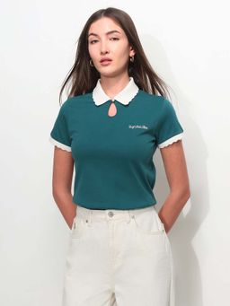 U.S. POLO ASSN. - Green Cotton Half Sleeves Polo T-Shirt