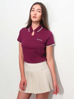 U.S. POLO ASSN. - Purple Cotton Half Sleeves Polo T-Shirt