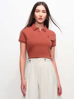 U.S. POLO ASSN. - Red Cotton Half Sleeves Polo T-Shirt