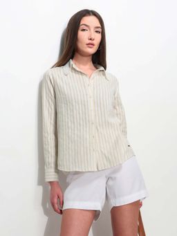 U.S. POLO ASSN. - Beige Polyester Full Sleeves Shirt