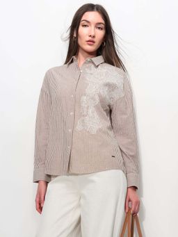 U.S. POLO ASSN. - Brown Cotton Full Sleeves Shirt