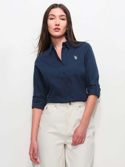 U.S. POLO ASSN. - Blue Cotton Full Sleeves Shirt