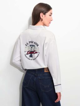 U.S. POLO ASSN. - White Cotton Full Sleeves Shirt