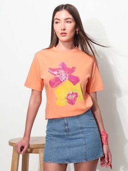 U.S. POLO ASSN. - Orange Cotton Half Sleeves T-Shirt