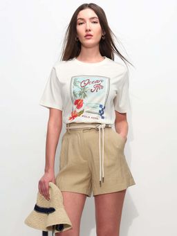 U.S. POLO ASSN. - White Cotton Half Sleeves T-Shirt