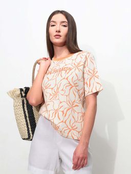 U.S. POLO ASSN. - Orange Cotton Half Sleeves T-Shirt