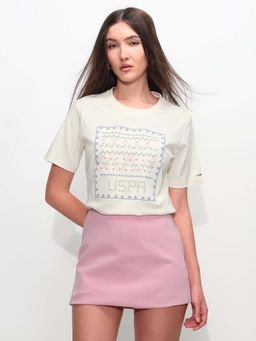 U.S. POLO ASSN. - White Cotton Half Sleeves T-Shirt