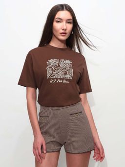 U.S. POLO ASSN. - Brown Cotton Half Sleeves T-Shirt