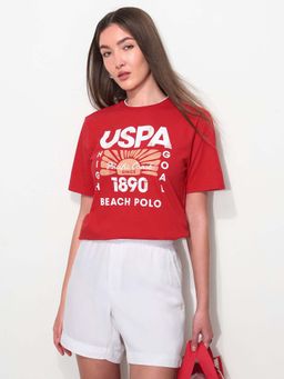 U.S. POLO ASSN. - Red Cotton Half Sleeves T-Shirt