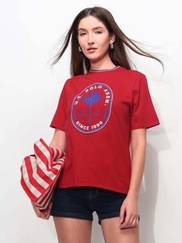 U.S. POLO ASSN. - Red Cotton Half Sleeves T-Shirt