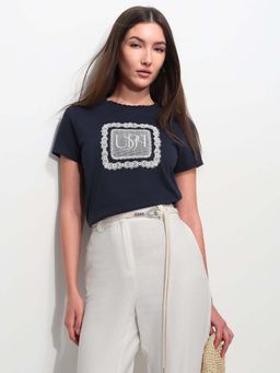 U.S. POLO ASSN. - Blue Cotton Half Sleeves T-Shirt