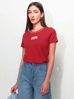 U.S. POLO ASSN. - Red Cotton Half Sleeves T-Shirt