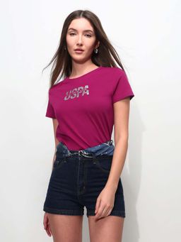 U.S. POLO ASSN. - Purple Cotton Half Sleeves T-Shirt