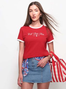 U.S. POLO ASSN. - Red Cotton Half Sleeves T-Shirt