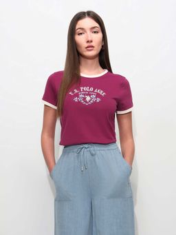 U.S. POLO ASSN. - Purple Cotton Half Sleeves T-Shirt