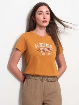 U.S. POLO ASSN. - Orange Cotton Half Sleeves T-Shirt