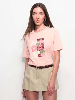 U.S. POLO ASSN. - Pink Cotton Half Sleeves T-Shirt