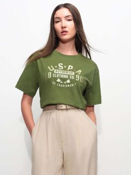 U.S. POLO ASSN. - Green Cotton Half Sleeves T-Shirt